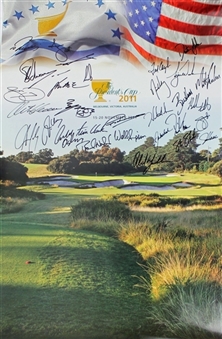 2011 Presidents Cup Multi-Signed 30 x 20 Poster With 30 Signatures Including Woods, Mickelson, Scott & Watkins (PSA/DNA)